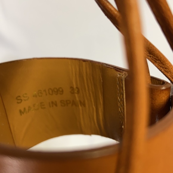 Saint Laurent Leather Espadrille Wedge Brown Sz 39 - Picture 8 of 11